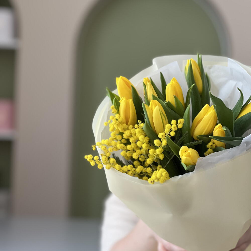 Букет с тюльпанами желтыми 